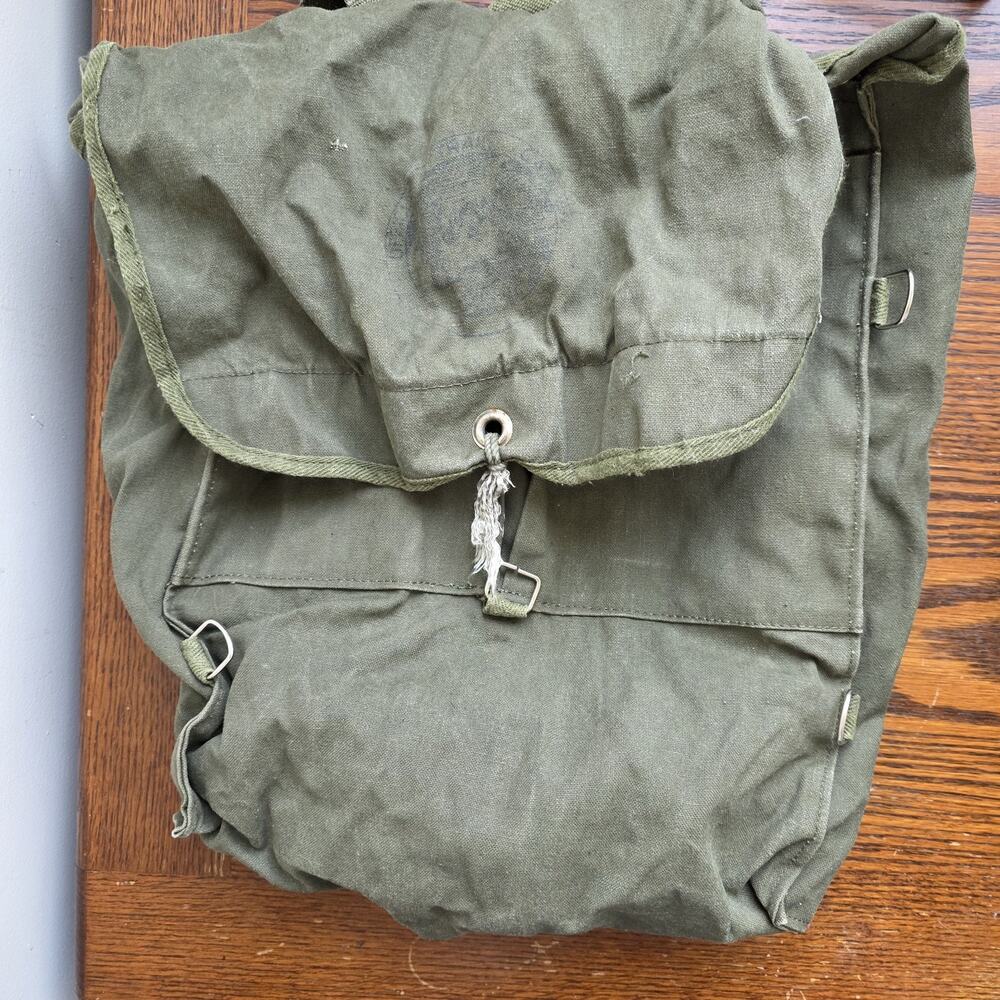 VTG American Camper Bag Backpack Official Trail Camper Green Boyscout Thrashed